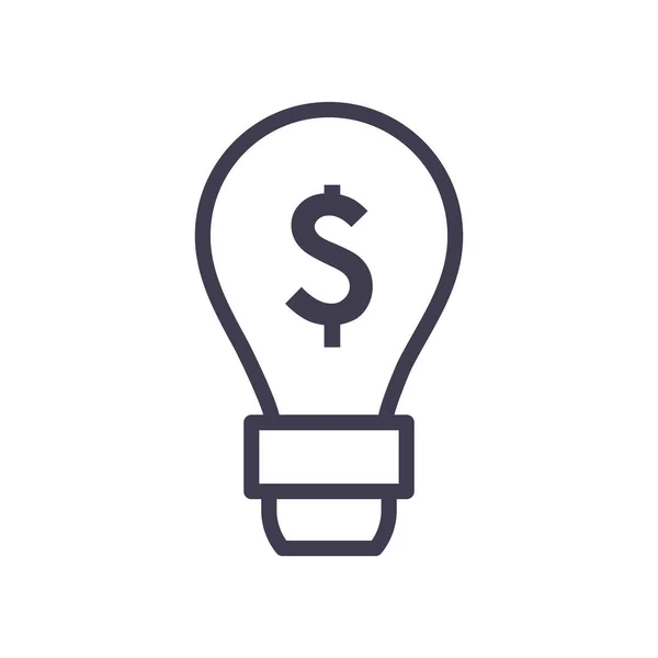 Dollar inside light bulb line style icon vector design — Stock Vector