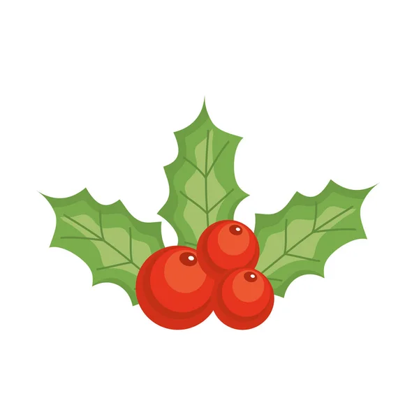 Joyeux noël baies avec des feuilles vecteur design — Image vectorielle