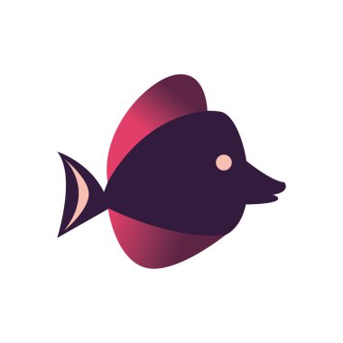 Balık hayvanı mor simge vektör tasarımı
