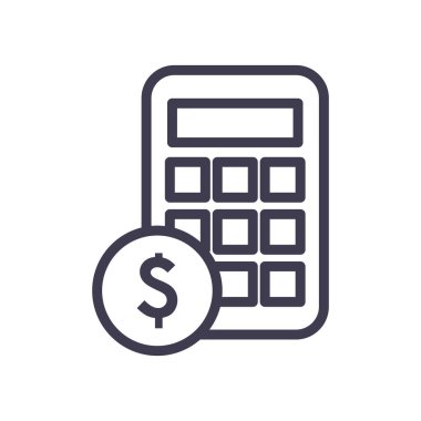 Dolar parası ve hesap makinesi çizgisi biçim vektör tasarımı