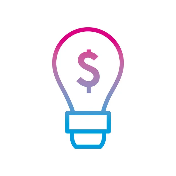 Dollar inside light bulb gradient style icon vector design — Stock Vector