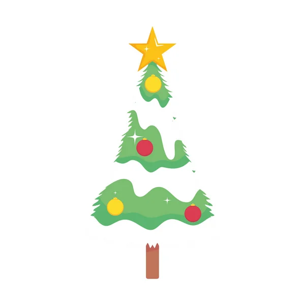 Весела різдвяна сосна зі снігом Векторний дизайн — стоковий вектор