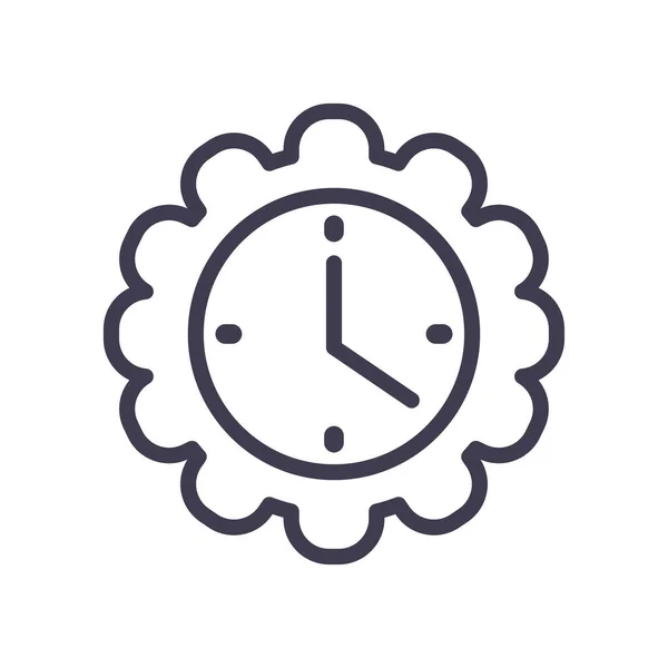 Reloj dentro de la línea de engranajes icono de diseño vectorial — Vector de stock