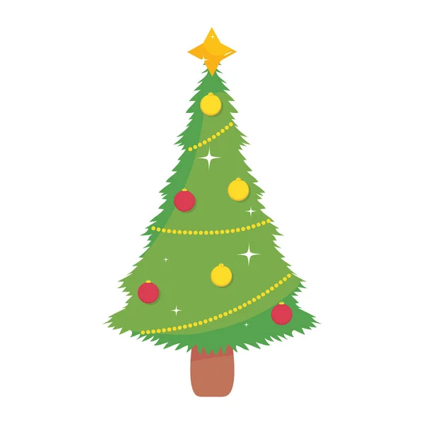 Joyeux sapin de Noël avec design vectoriel sphères — Image vectorielle