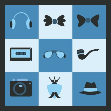 Hipster simgeleri grup vektör tasarımı