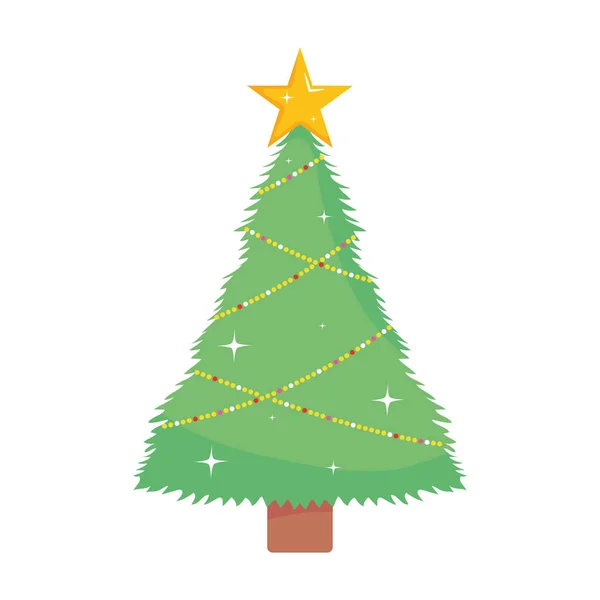 Весела різдвяна сосна з зіркою Векторний дизайн — стоковий вектор