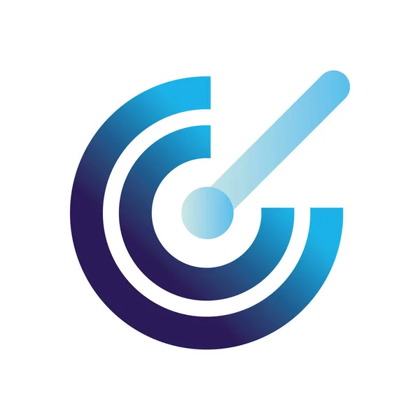 Objetivo icono azul diseño vectorial aislado — Vector de stock