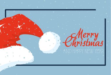 Mutlu Noeller ve mutlu yıllar, şapka ve kar vektörü tasarımıyla.
