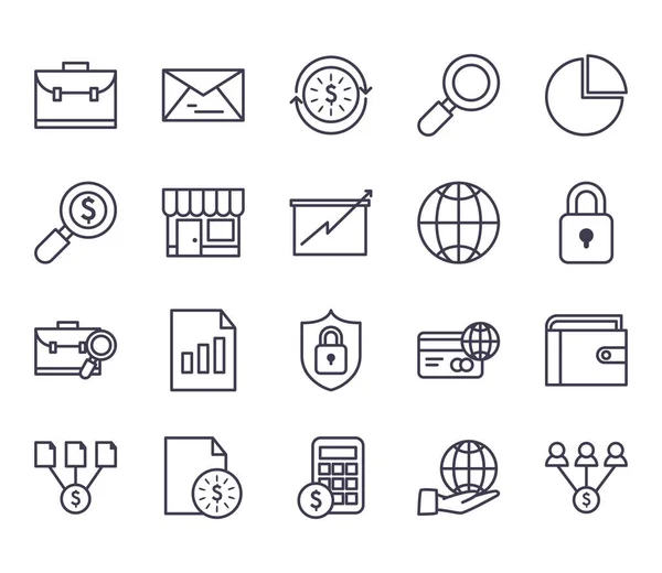 Business line style icon collection vector design — 스톡 벡터