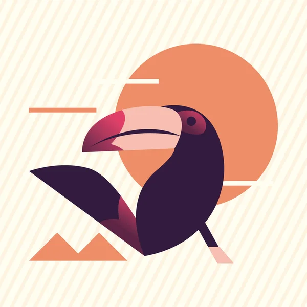 Туканская птица с векторной конструкцией солнца — стоковый вектор