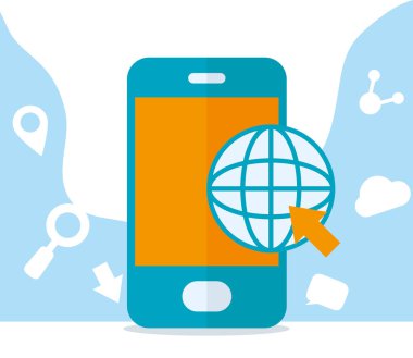 Küresel küreye sahip akıllı telefon, renkli masaüstü