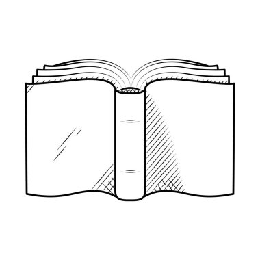 açık kitap ayakta simgesi, el çizimi biçimi