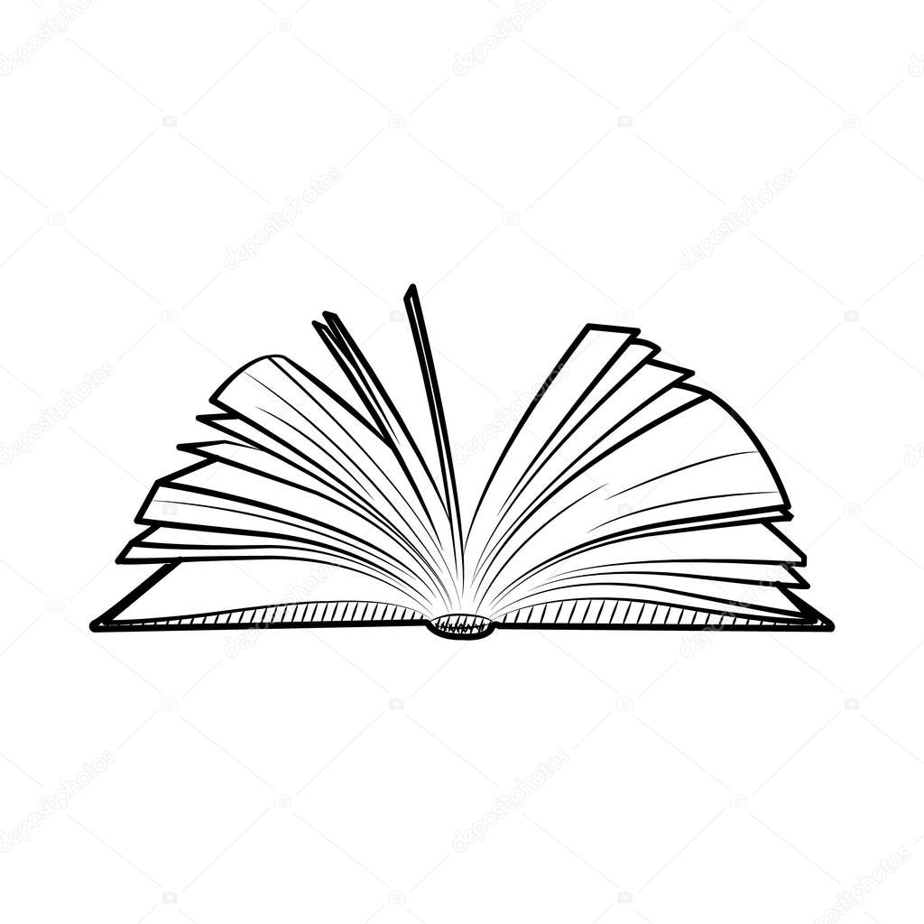 open book with pages, hand draw style