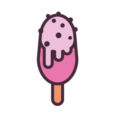 dondurma çubuk krema ve cips çizgisi ve biçim ikonu vektör tasarımı