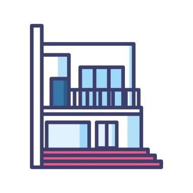 balkon satırlı ev ve biçim ikonu vektör tasarımını doldur