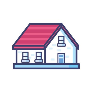 Yan görünüm çizgisi evi ve biçim ikonu vektör tasarımını doldur