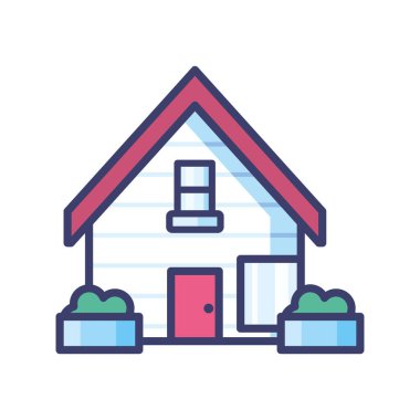 fundalık satırlı ev ve biçim ikonu vektör tasarımını doldur