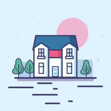 Ev ve ağaç vektör tasarımı