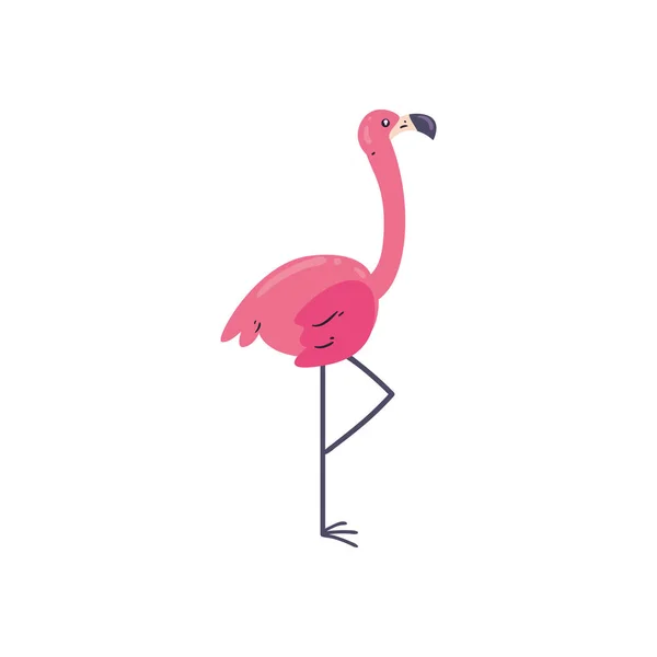 Flamingo rosa pájaro estilo plano icono de diseño vectorial — Vector de stock