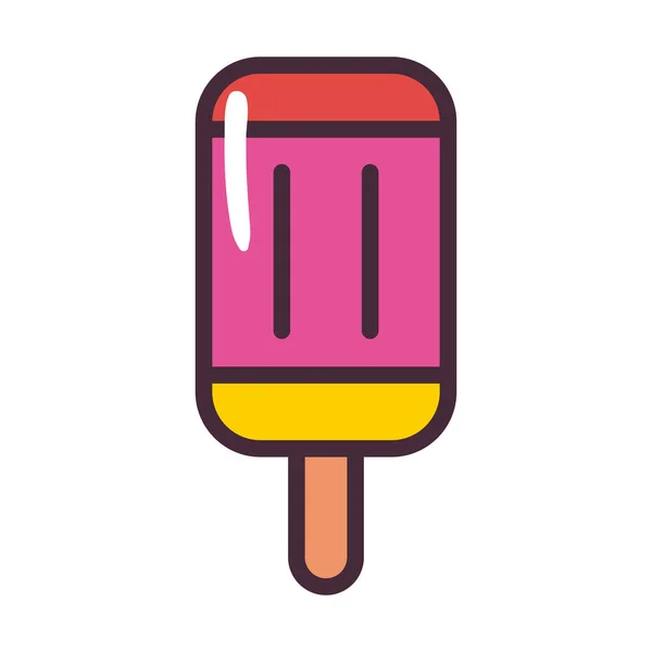 Παγωτό 3 γεύσεων με stick line και fill style icon vector design — Διανυσματικό Αρχείο