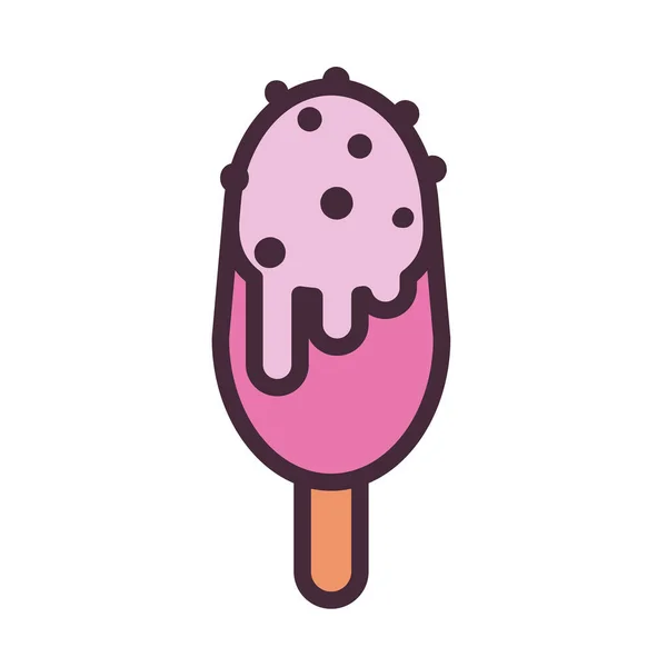 Helado con crema de palo y la línea de chips y el estilo de relleno icono de diseño vectorial — Archivo Imágenes Vectoriales