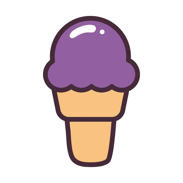 Línea de cono de helado y diseño de vectores icono de estilo de relleno — Archivo Imágenes Vectoriales