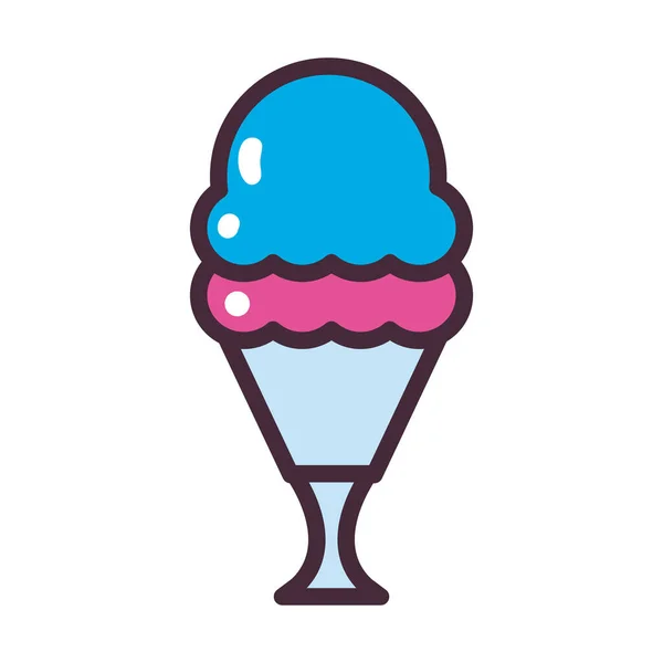 Taza de helado de 2 bolas de la línea y el estilo de relleno icono de diseño vectorial — Archivo Imágenes Vectoriales