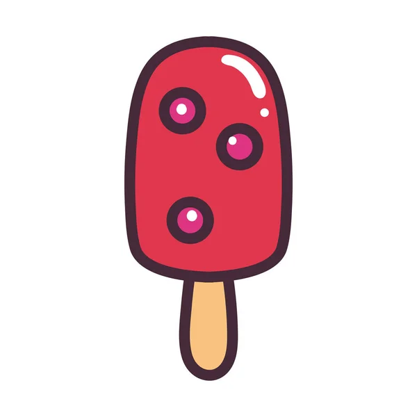 Crème glacée avec ligne de bâton et de baies et design vectoriel icône de style de remplissage — Image vectorielle