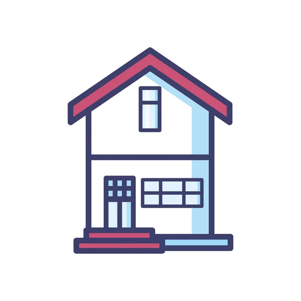 Casa con línea de puerta y el estilo de relleno icono de diseño vectorial — Vector de stock