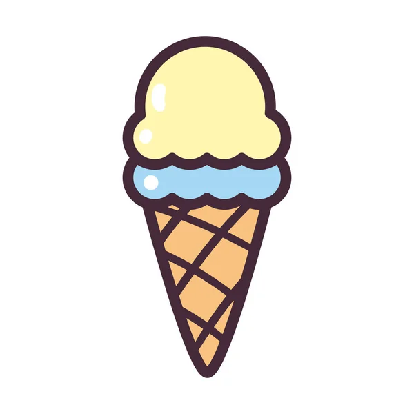 Cono de helado con 2 bolas de línea y el estilo de relleno icono de diseño de vectores — Archivo Imágenes Vectoriales