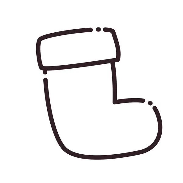 Joyeux noël santas boot line style icône vectoriel design — Image vectorielle