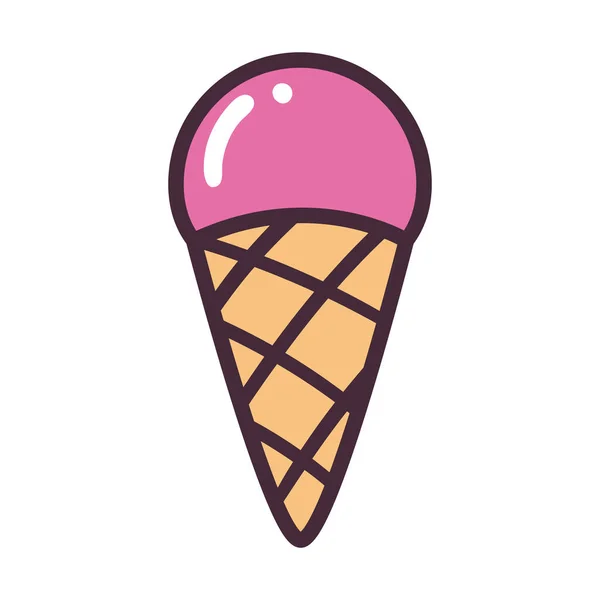 Línea de cono de helado y diseño de vectores icono de estilo de relleno — Archivo Imágenes Vectoriales