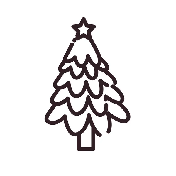 Весёлая рождественская сосна с векторным дизайном в стиле звездной линии — стоковый вектор