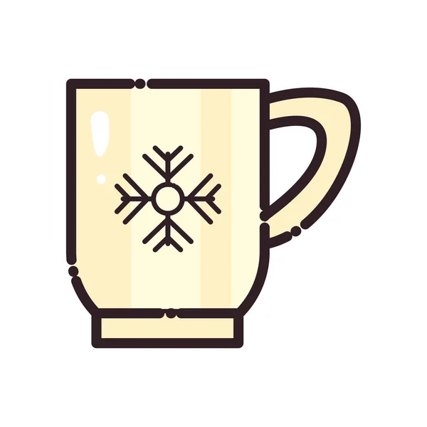 Alegre jarra de Navidad con copo de nieve de estilo plano icono de diseño de vectores — Vector de stock