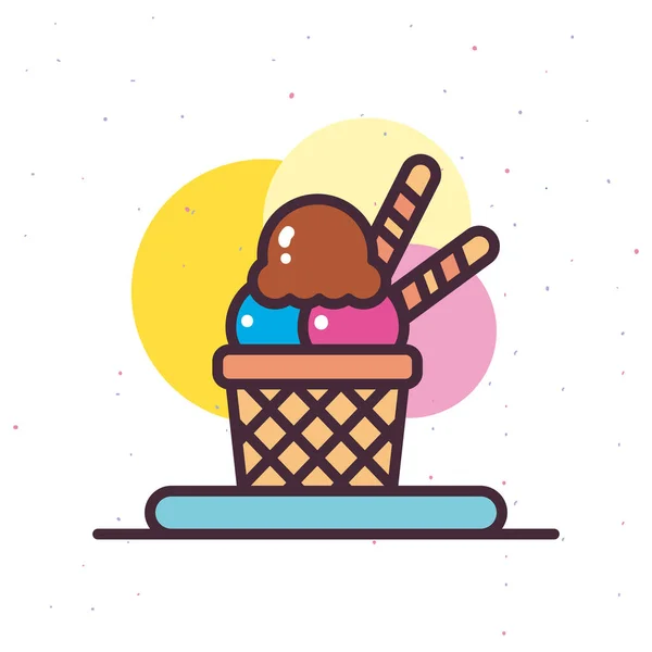 Cesta de sorvete com linha de 2 varas e design de vetor ícone de estilo de preenchimento — Vetor de Stock