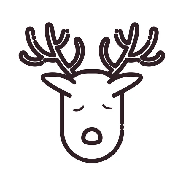 Feliz Navidad renos línea estilo icono vector diseño — Archivo Imágenes Vectoriales