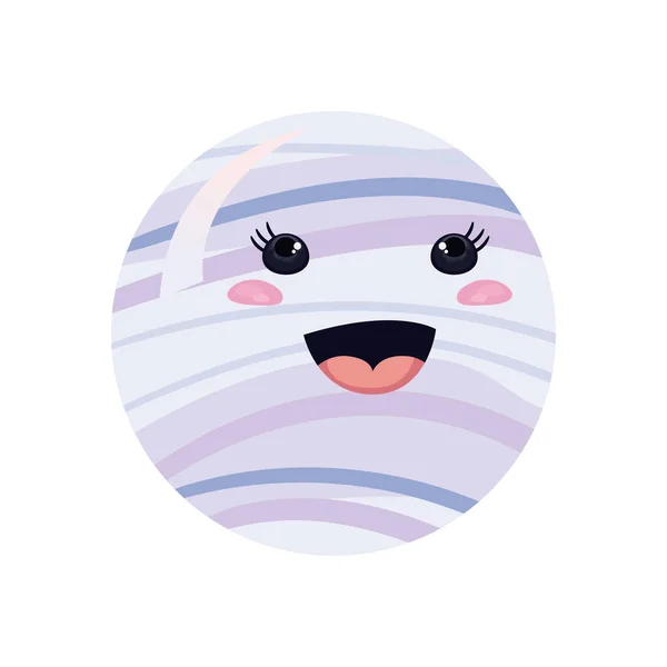 Bílá kawaii planetární vektor design — Stockový vektor