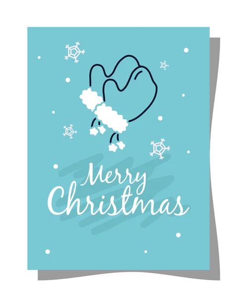 Merry christmas gloves on card vector design — Stock Vector