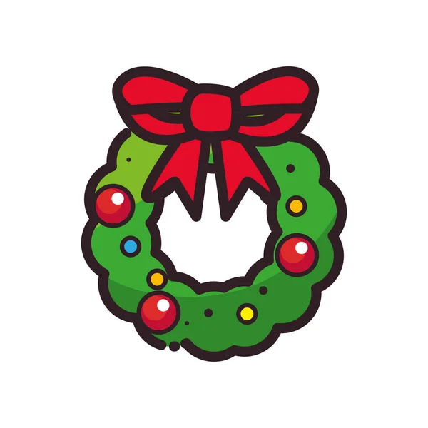Joyeux clown de Noël avec arc design vectoriel icône de style plat — Image vectorielle