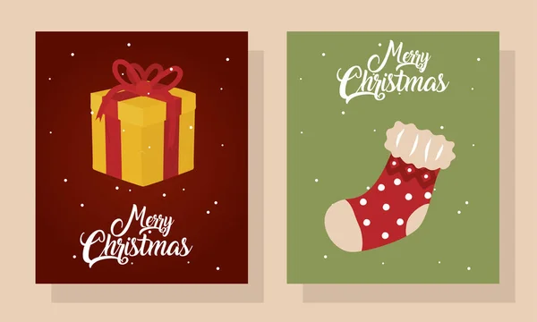 Весёлого рождественского подарка и векторного дизайна носков — стоковый вектор