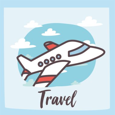 bulutlar vektör tasarımı ile seyahat uçağı