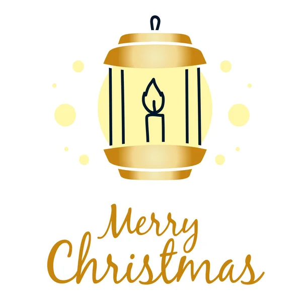 Merry christmas gold lantern vector design — Stock Vector