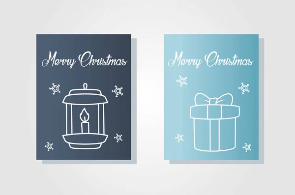 Feliz Navidad linterna y el diseño de vectores de regalo — Vector de stock