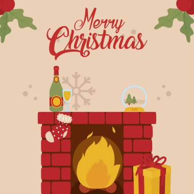 Hediyeli ve şampanya vektör tasarımlı mutlu noeller.