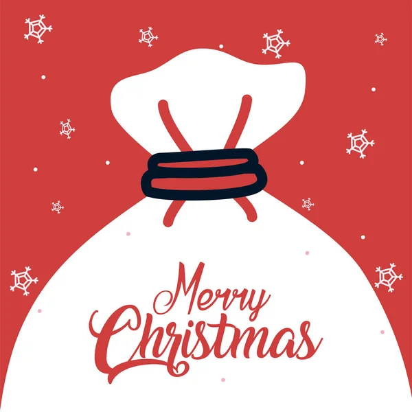 Joyeux sac de Noël avec design vectoriel flocons de neige — Image vectorielle