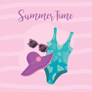 Yaz zamanı mayo şapkası ve gözlük tasarımı