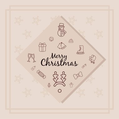 Çerçeve vektör tasarımında mutlu noel simgesi belirlendi