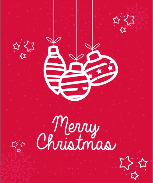 Merry christmas spheres hanging line style icon vector design — 스톡 벡터