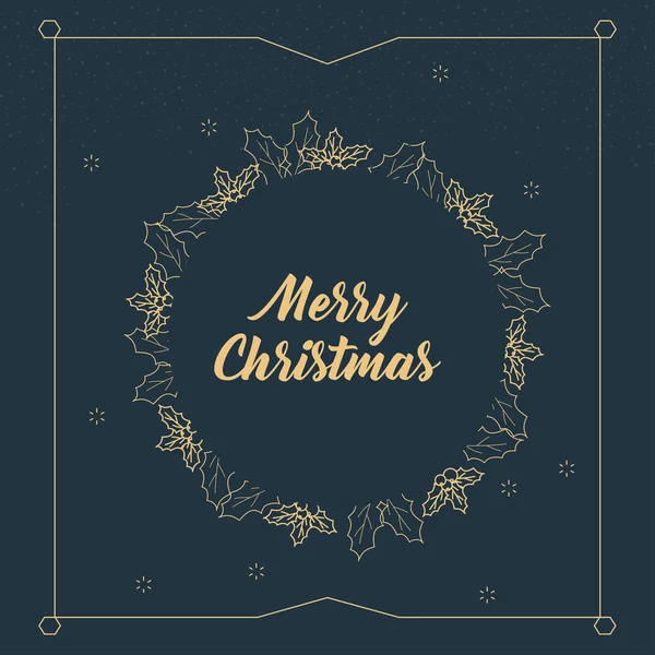 Merry christmas inside berries with leaves circle vector design — 스톡 벡터