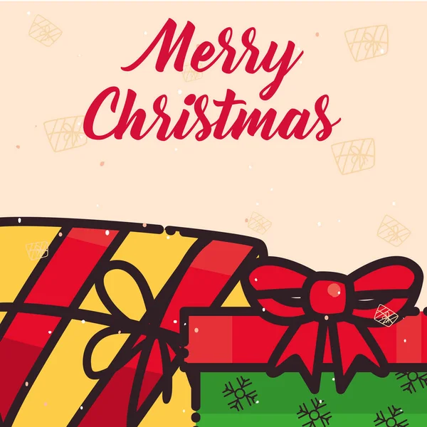 Merry christmas two gifts flat style icon vector design — 스톡 벡터
